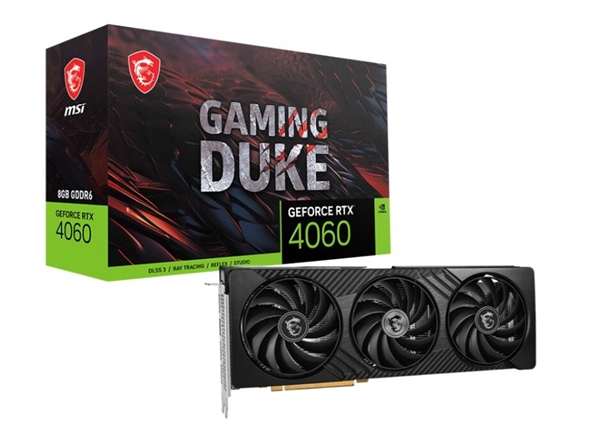 微星推出RTX 4060 8G DUKE 3X暗黑龍爵顯卡：純黑外觀、加入碳纖維飾紋