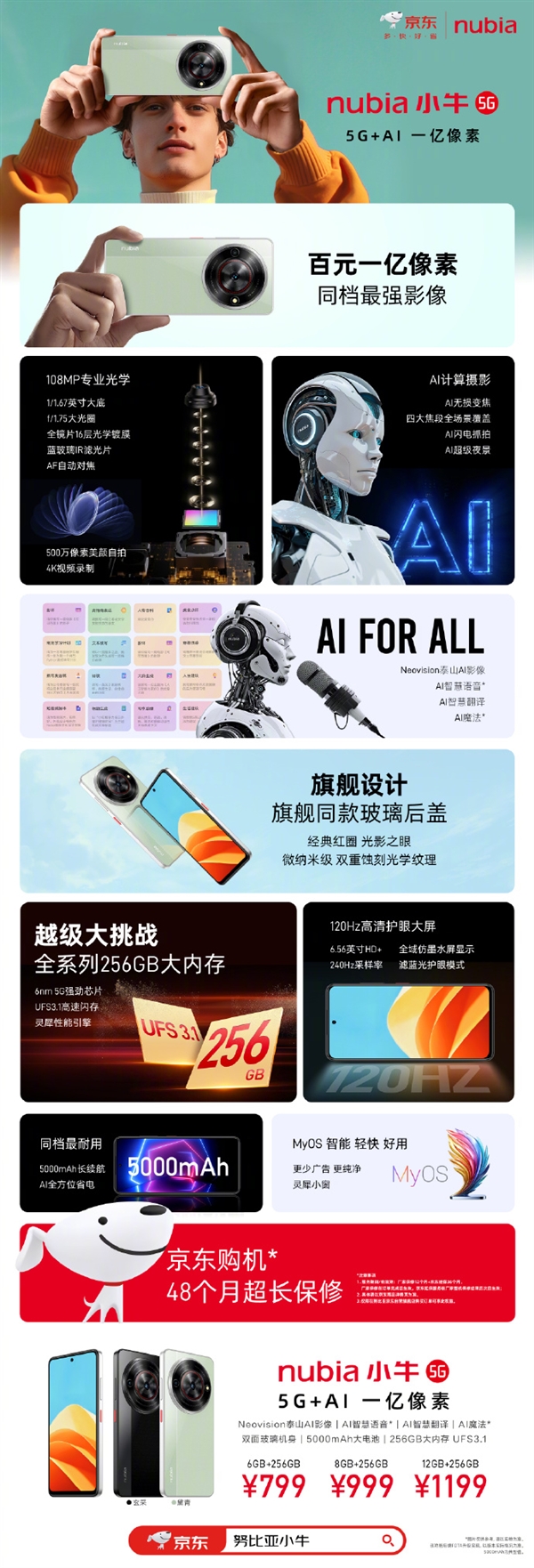 百元手機之光！799元nubia小牛發(fā)布：5G、一億像素