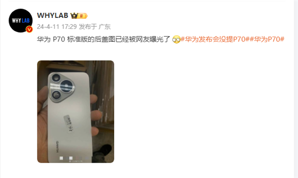 華為P70標(biāo)準(zhǔn)版后蓋圖首曝！行業(yè)獨創(chuàng)三角形模組辨識度極高
