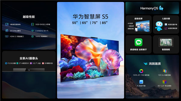 全新鴻鵠自研芯片加持！華為智慧屏S5今日開售：3499元起