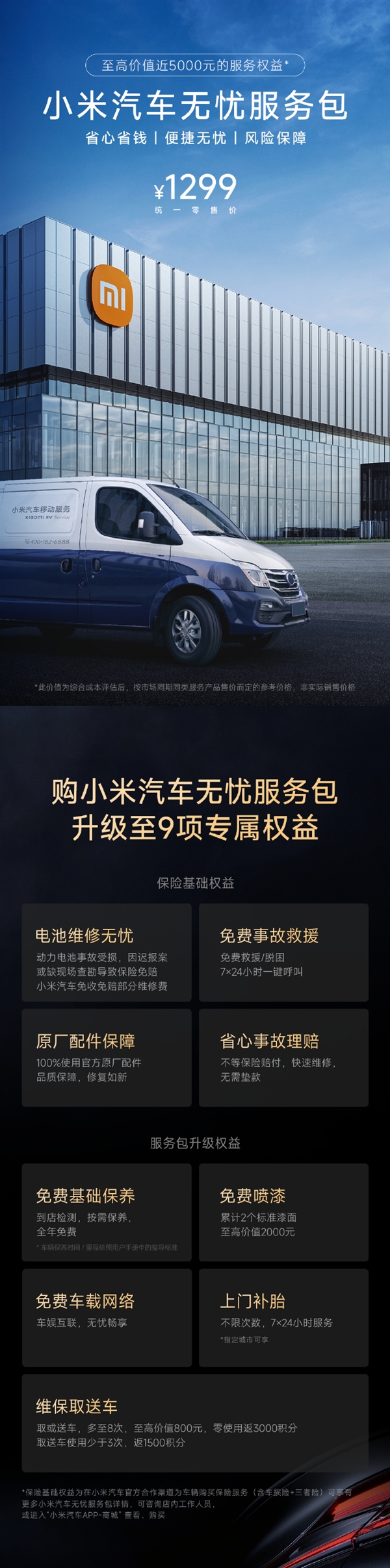 一年1299元！小米SU7無(wú)憂服務(wù)包上線：免費(fèi)噴漆/補(bǔ)胎等權(quán)益 價(jià)值近5千