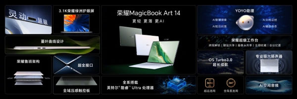 1cm全球薄筆記本！榮耀MagicBook Art 14發(fā)布：7999元起