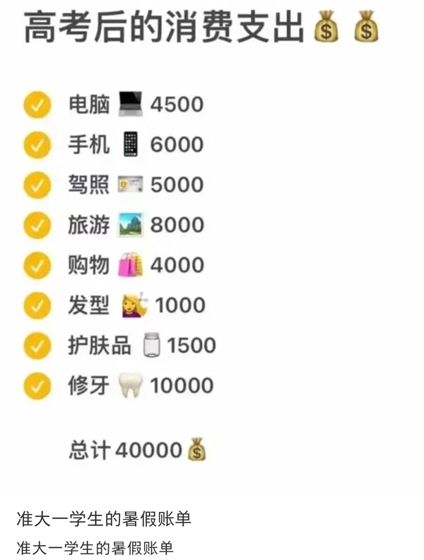 準(zhǔn)大一學(xué)生的暑假賬單難倒家長：電腦要4500 手機(jī)要6000