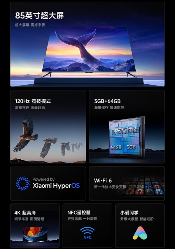 4699元！Redmi MAX 85 2025款發(fā)布：120Hz高刷、3+64GB存儲