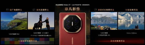 華為Mate XT影像公布：5000萬像素主攝、支持十檔可變光圈