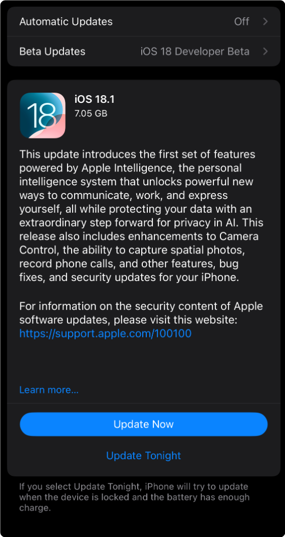 蘋果發(fā)布iOS 18.1準(zhǔn)正式版升級(jí)！緊急修復(fù)iPhone 16系列隨機(jī)重啟Bug